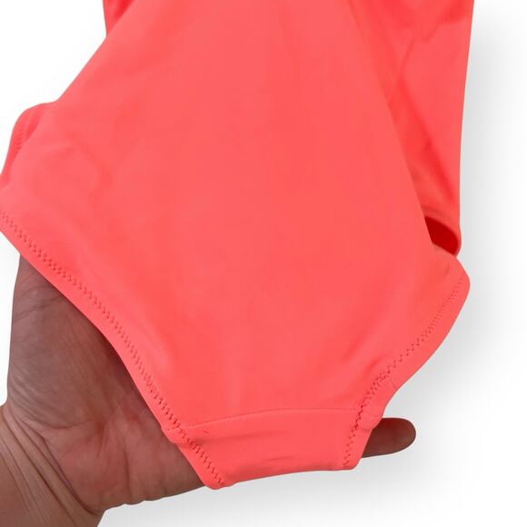 Aerie One Piece Crochet Back Swimsuit Womens Size M Coral Pink Braided Straps - Picture 8 of 9